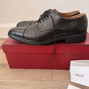 Bally Classic Black Leather Oxfords